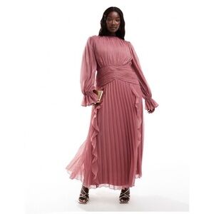 ASOS Design Curve high neck ruched detail maxi dress in dusty pink 20